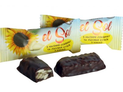 Конфеты «El Sol» с семенами подсолнуха и рисовых шариков с какао