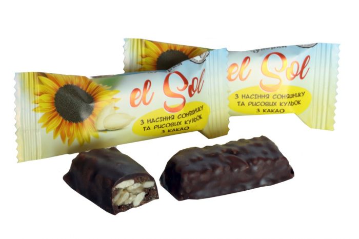 Цукерки «El Sol» з насінням соняшнику і рисових кульок з какао 1 ящ.