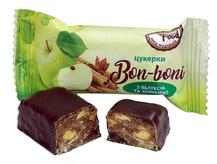 Цукерки «Bon-boni» з яблуком і корицею 1 ящ.